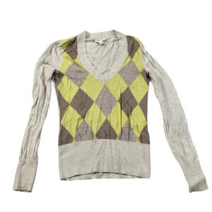 Banana Republic Argyle Sweater V Neck Long‎ Sleeve Knit Top  Size S
